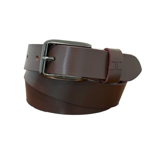 Premium Men's Leather Belt, Dark Brown, 40mm, Chrome Buckle