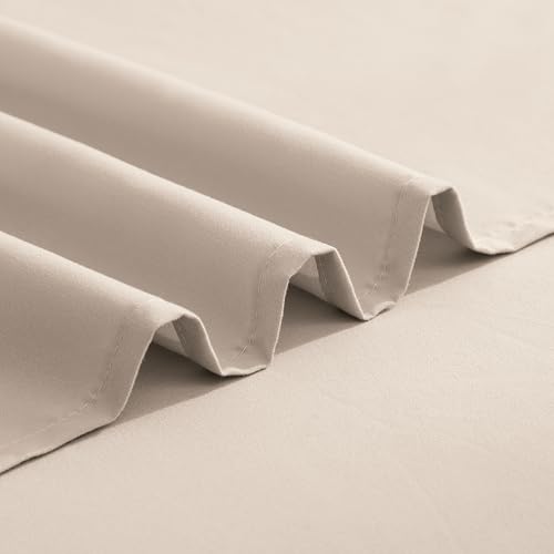 Image of Elegant Comfort Luxurious 1500 Premium Hotel Quality Microfiber Three Line Embroidered Softest 4-Piece Bed Sheet Set, Wrinkle and Fade Resistant, King, Cream