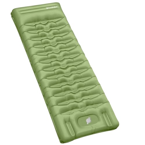 OTHWAY Esterilla Camping Autoinflable,12CM de Espesor Colchon Inflable Campings, Ultraligera Bomba Incorporada Colchón de Aire Hinchable Camping Ideal Mochila, Senderismo,Tienda, 195 x 66 x 12cm