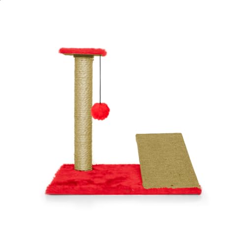 Arranhador Gato Poste com Rampa Mola Maluca com Brinquedo Exclusivo (Vermelho)