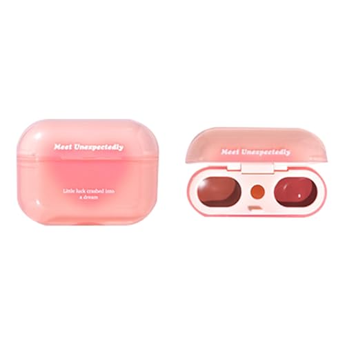 Gloss à lèvres brillant, brillant à lèvres coloré, colorant brillant à lèvres double – Étui pour écouteurs avec brillant à lèvres formé, rouge à lèvres avec applicateur en forme de cœur