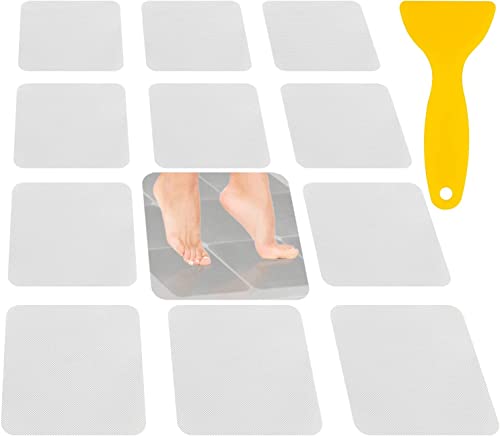 Mofonky Lot de 12 autocollants antidérapants pour baignoire - 15 x 15 cm - Coussinets antidérapants pour escaliers, douches et baignoires - Blanc XXL - Grand format Cover