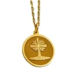 WORLD WIDE GEMS WW_OPC_01942 - Colgante de plata de ley 925 de 22 mm, sin cadena, cruz hecha a mano, joyería religiosa, bautismo o confirmación para él y ella, chapado en oro