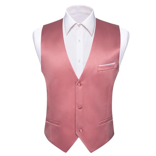 Image of Barry.Wang Mens Suit Vest Bow Tie Set 4PCS Formal V-neck Slim Fit Casual Solid Color Waistcoat Wedding Party Tuxedo
