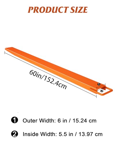 Aoile Pallet Forks Extensions for Forklifts,60" Length Heavy Duty Steel Pallet Forklift Extensions, 1 Pair for Forklift Truck,Lift [4600 LBS Max] Truck Load Wheels Loaders,5.5" Width,Orange - Thumbnail 2