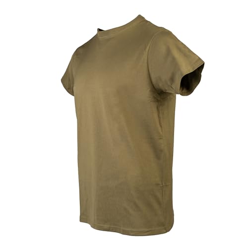 Mil-Tec US Style T‑Shirt Herren • Klassisches Bundeswehr T-Shirt aus Baumwolle mit Rundhals Ausschnitt • Hochwertiges & weiches Basic Shirt für Alltag, Outdoor, Arbeit • Braun, XL