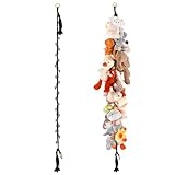 CERETIA 80' 2-Pack Cotton Hanging Storage Chain For Stuffed Animals Storage with 20 Metal Clips, Stuffed Animal Organizer Chain for Wall Corner Nursery Play Room, Black