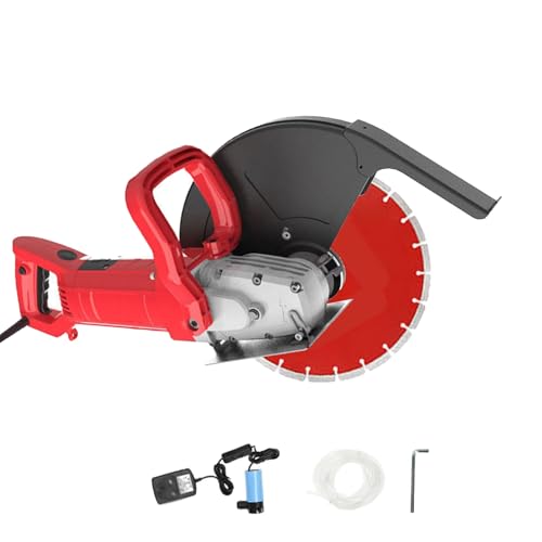 Sege circolare elettrica per cemento, scanalatrice elettrica per muri a 4300 giri/min con pompa dell'acqua, profondità di taglio 110/135 mm, copertura protettiva regolabile(350mm)