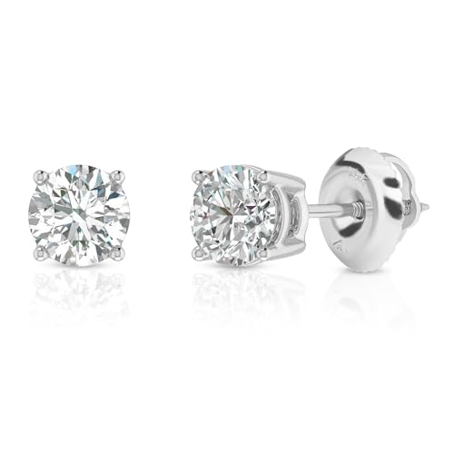 IGI Certified 0.5 Carat Solitaire Lab Grown Diamond Stud Earrings for Women in 14k White Gold - 4...