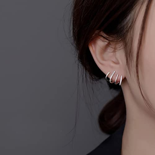 SLUYNZ Solid 925 Sterling Silver Claw Earrings Huggie for Wome Half Hoop Earrings Cuff Earrings Wrap3