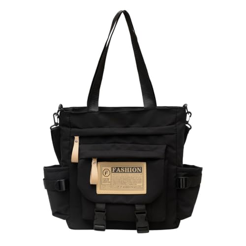 Bolsa feminina transversal grande capacidade nylon impermeável(Y134-Preto)