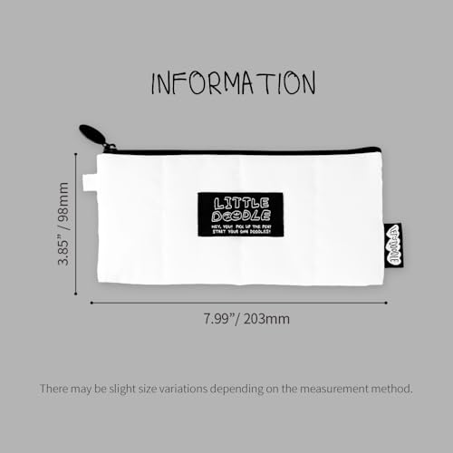 Image of Monolike Little Doodle Cushion Pencil Case, White - Pencil Pouch, Portable Pencil Bag, Pencil Case, Office Pouch case, Cushion, Soft, achromatic color