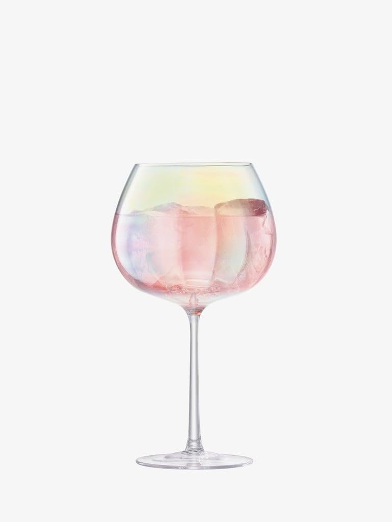 LSA International Pearl Balloon Goblets 22 oz, Set of 2, Luxury Hand Decorated Elegant Drinking Glassware with Subtly Fluted Texture