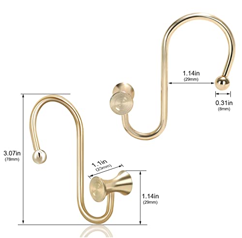 Candygrid Gold Shower Curtain Hooks Rings, Shower Curtain Hooks Decorative Rust Proof, Set Of 12 Premium Rust-Resistant Metal Shower Curtain Rod Hooks Rings T-Bar Design #TOP6