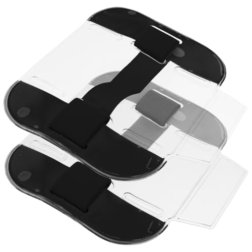 HAPINARY Lot De 2 Porte-badges De Bras En Pvc Transparent Brassard Élastique Réglable, Housse Protectrice Pour Cartes D'identité Et Badges De Travail, Usage...