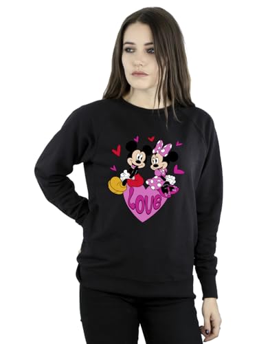 Disney Women's Mickey & Minnie Love Hearts Sweatshirt Black XX-Large