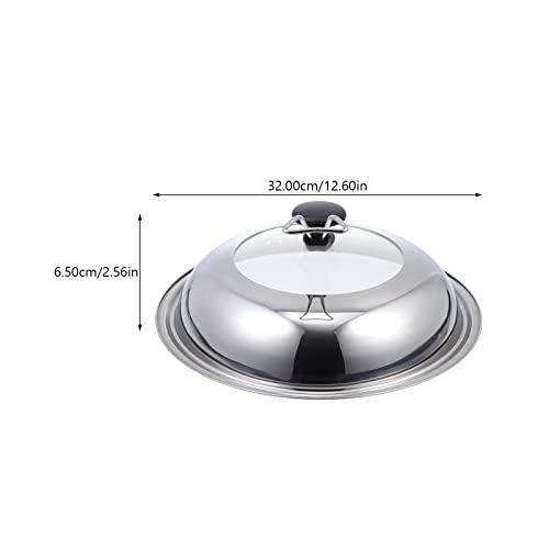 Luxshiny 32cm Visible Cooking Pot Cover Stainless Steel Universal Pot Lid Cover Cookware Lids Replacement Lid with Handle for Pots Pans Fry Pan Skillet - Image 3