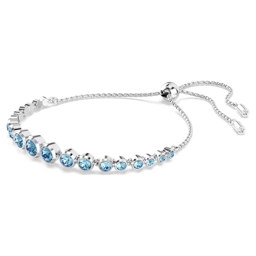 Swarovski Imber Tennis bracelet, Mixed round cuts, Blue, Rhodium finish2