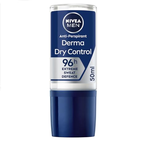 NIVEA MEN Derma Control 96h Deo-Roller, Anti-Transpirant, Unparfümiert, Roll-on, 1 x 50 ml, Deodorant für Herren, klinisch zugelassen