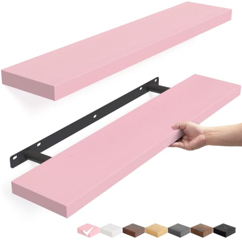 Image of BAYKA Pink Floating Shelves 22.5in, Set of 2, Wall Mounted for Wall Decor