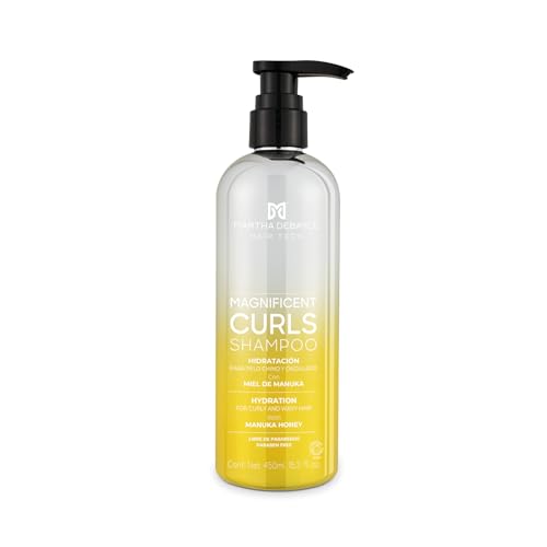 MARTHA DEBAYLE Shampoo MAGNIFICENT CURLS. Boost de hidratación para pelo chino y ondulado. Con miel de Manuka nutritiva. Sin parabenos y ftalatos. 450 ml