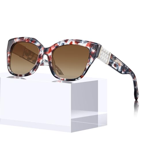 CARFIA Acetate Cat Eye Women's Sunglasses Polarized UV Protection, Retro Stylish Sunnies for Hiking Driving Daily Wear CF10183