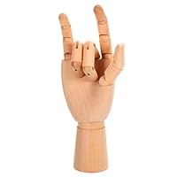 PATIKIL 10\" Wooden Hand Model, Artist Mannequin Right Hand Model Flexible Movable Manikin Jointed Figure for Sketching Painting Drawing Decoration