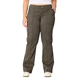 Women's Mid-Rise Relaxed Cargo Boot Pants with Side Pockets – Durable Utility Pants for Casual, Hiking & Outdoor Activities (US, Alpha, Large, Regular, Regular, Khaki)