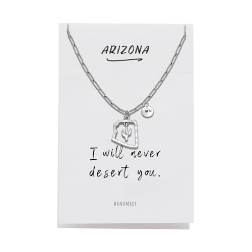 QUINNLYN & CO. Cactus in Arizona State with Swarovzki Crystal Pendant Necklace with Inspirational Quote on Greeting Card3