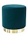 Repose-Pieds Siège Coiffeuse Tabouret en Velours Rond Chaise Pouf de Salon Bas en Métal Gold Design Vintage Moderne Deco Vert