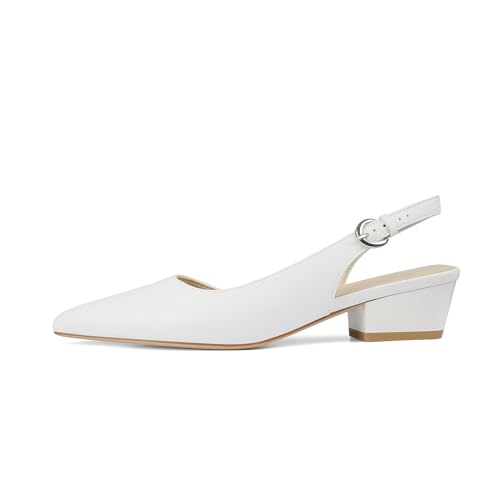 CORNMOOD Womens Pumps Slingback Heels for Women Block Low Heel Flats Dress Shoes with Strap4
