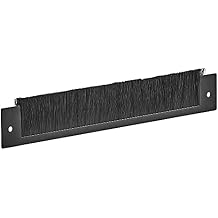 Brush Strip Cable Management Panel, Black, Cold Rolled Steel, Powder Coated Finish