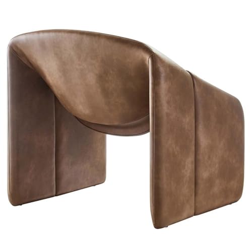 Sillón con tapizado vegano y estructura metálica marrón miniatura 7
