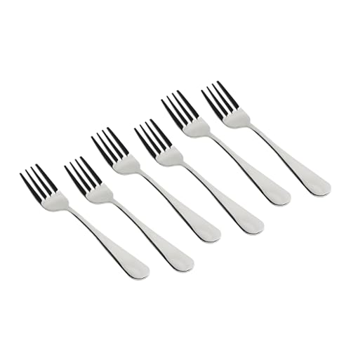 Image of Meyer 6pcs High-Gloss Stainless Steel Tea Fork Set - Durable, Corrosion-Resistant, Non-Toxic, Heat and Stain Resistant I Length 14cm, Thickness 2mm