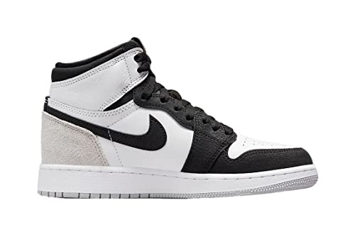 Nike Jungen Air Jordan 1 Retro High OG Basketball, Schwarz/gebleichtes Korallengrau, 7 Big Kid