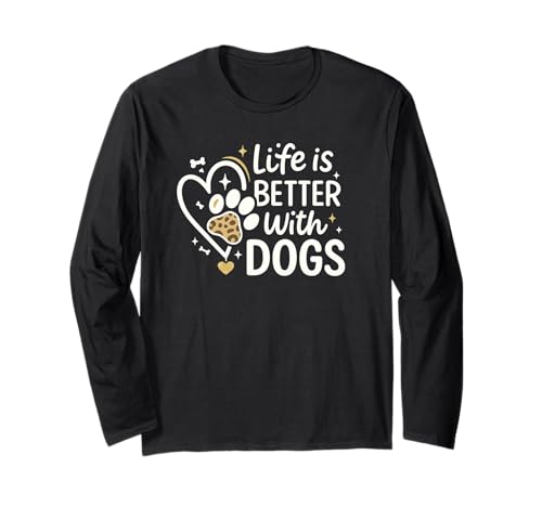 Life Is Better With Dogs Cute Paw Heart Graphic ����T�V���c