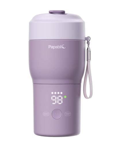 Image of Papablic Portable Bottle Warmer Pro for Travel – Fast Heating, Built-in Sterilizer, 30W Fast Charge, 5-Temp Control, Easy-Clean Wide Mouth, Baby Milk Warmer for Breastmilk & Formula, Lilac Purple