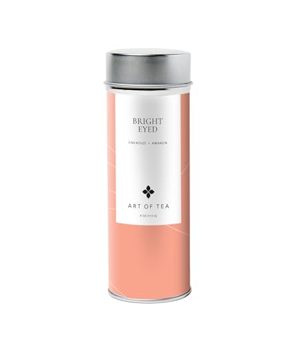Art of Tea Bright Eyed Loose Leaf Tea, Organic Turmeric Ginger Herbal Tea, Anti Inflammatory Wellness Blend with Cinnamon &amp; Black Pepper, Caffeine Free Ayurvedic Tea, 4oz Tea Tin