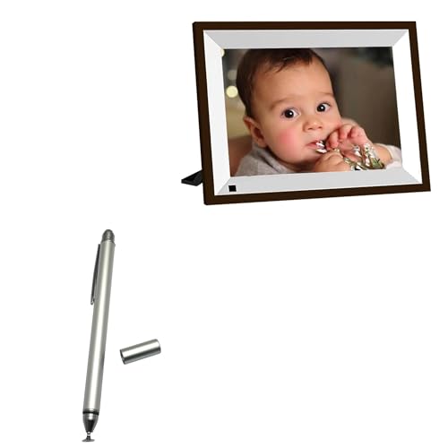 BoxWave Stylus Pen Compatible with JREN Digital Photo Frame 10.1 in - DualTip Capacitive Stylus, Fiber Tip Disc Tip Capacitive Stylus Pen - Metallic Silver