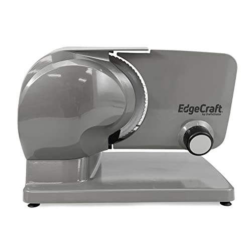 EdgeCraft Electric Meat Slicer For Home Use With Adjustable Thickness Control & Tilted Food Carriage with Easy Clean Removable 7 Inch Stainless Steel Blade, 100-Watts, Gray