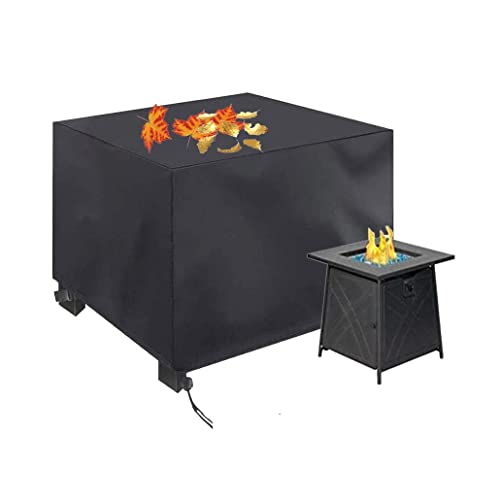 J&C 41x41x21in Fire Pit Cover, Square Outdoor Patio Chiminea Cover, Waterproof Protective Fire Pit Cover Table Cover Furniture Sets Protection for Garden Propane Fire Pit