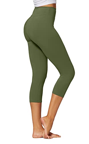 Conceited Olive Capri Leggings for Women High Waisted Womens Capri Leggings - SOL01R-3-Capri-Olive