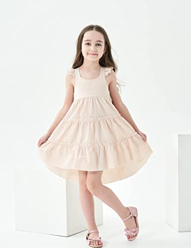 Hipea Toddler Baby Girl Dress Summer Outfits Ruffled Sleeveless Princess Dresses Baby Girls Summer Casual Skirt Outfits Apricot 3-4T #TOP1