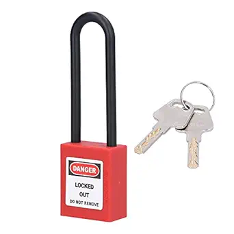 Security Padlock, Insulated Industrial Padlock with 2 Keys for Isolation Lockout for Shutdown Lockout for Equipment Maintenance