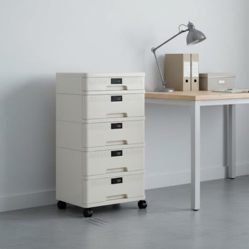 Image of HEAVENGLOW Desktop File Cabinet with Lock Dustproof Lockable Desktop Cabinet A4 Size Compatible Locking Storage Drawer for Students, Dorm Room Tall 5-Layer