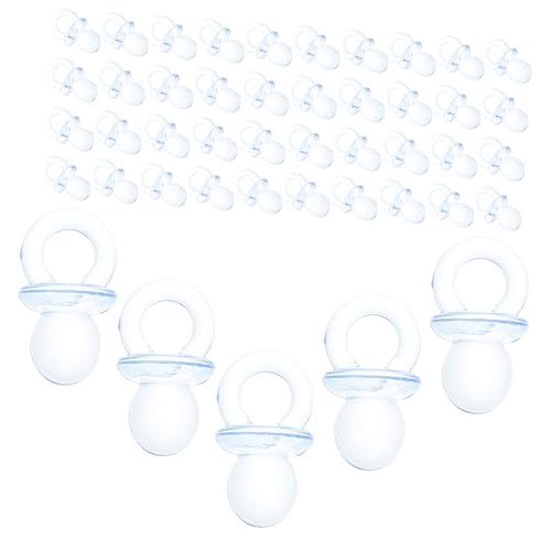Imagen de JUMPLAWN 50piezas Mini Chupetes De Plástico para Decoración Mesa Shower Niño y Niña para Manualidades Seguro para Bebés Adornos Bautizo Fiesta Azules