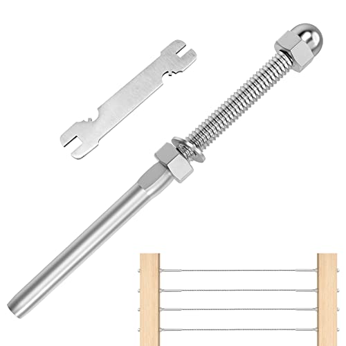CKE 60 Pack Cable Railing Swage Threaded Stud Tension End Fitting Terminal for 1/8" Cable Deck Railing Hand Swage T316 Stainless Steel Marine Grade