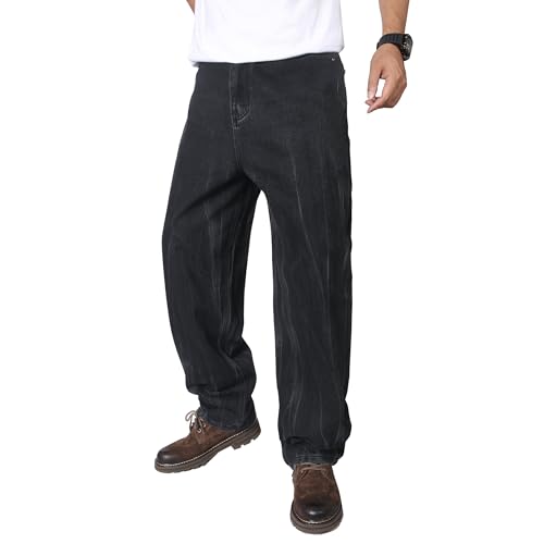 AITITIA Men's Wash Wide Leg Baggy Jeans4
