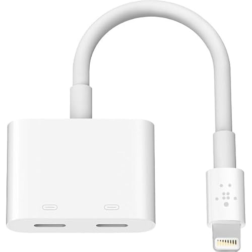 Belkin Lightning Audio + Charge Rockstar, iPhone Lightning Audio Adapter- White