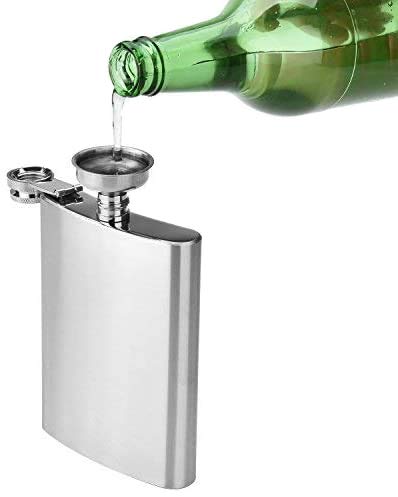 Cadeau Alcool Transport Lot De 6 Flasques En Acier Inoxydable 227 Ml Avec Entonnoir – Idéal Pour Transporter Des Spiritueux, Bouchon Vissé Entonnoir Acier Inox Joint étanche